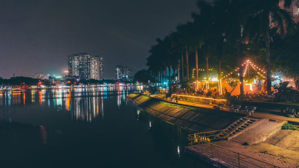 Linh Dam overpass at night